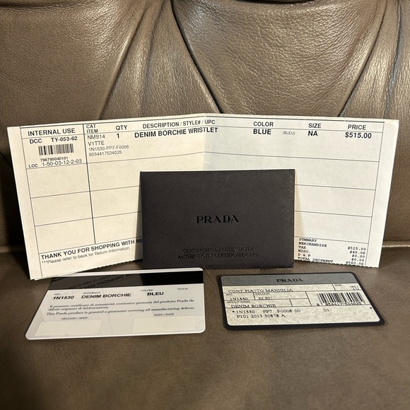 💥SOLD💥 PRADA Denim Borchie Wristlet Pouch Bag Authentic with COA cards receipt - Picture 13 of 17